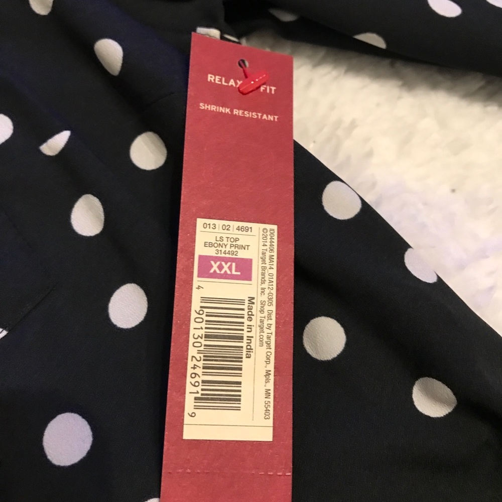 🔥Merona XXL Blouse NWT Black/Creamdots - Picture 4 of 6